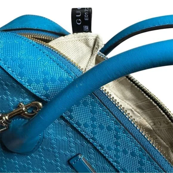 GUCCI Cerulean Blue Diamanté Leather 2way Boston Bag Auth Speedy Doctor Duffle - Picture 12 of 15